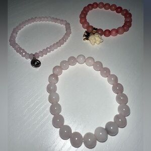 Pink Beaded Jade Bracelet Set
